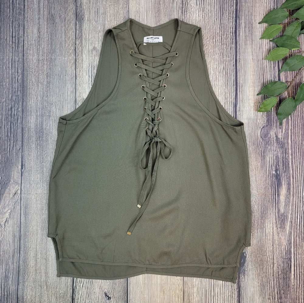 One x One Teaspoon Dirty Work Lace Up Tank Top